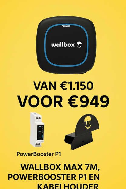 Black friday deal! Wallbox Pulsar Max 22 kW 7 m, Powerbooster & Kabelhouder